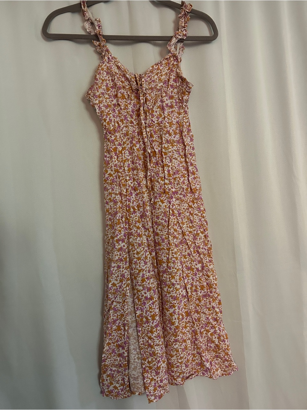 Japna Pink Floral Midi Dress Sleeveless Medium